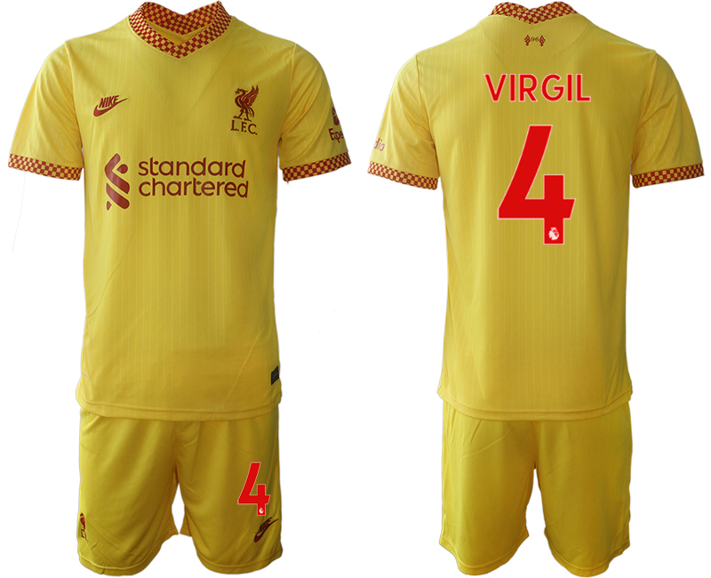 Men 2021-2022 Club Liverpool Second away yellow #4 Soccer Jersey